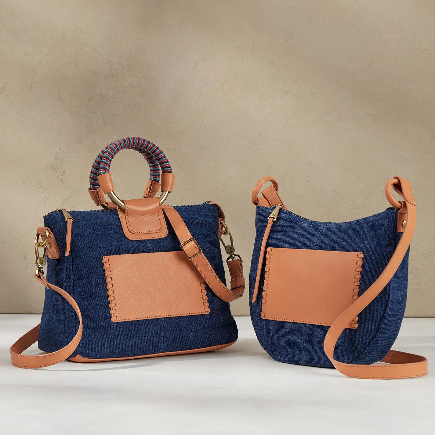 Sheila Medium Satchel In Denim Fabric - Dark Denim sold by HOBO product image thumbnail 2