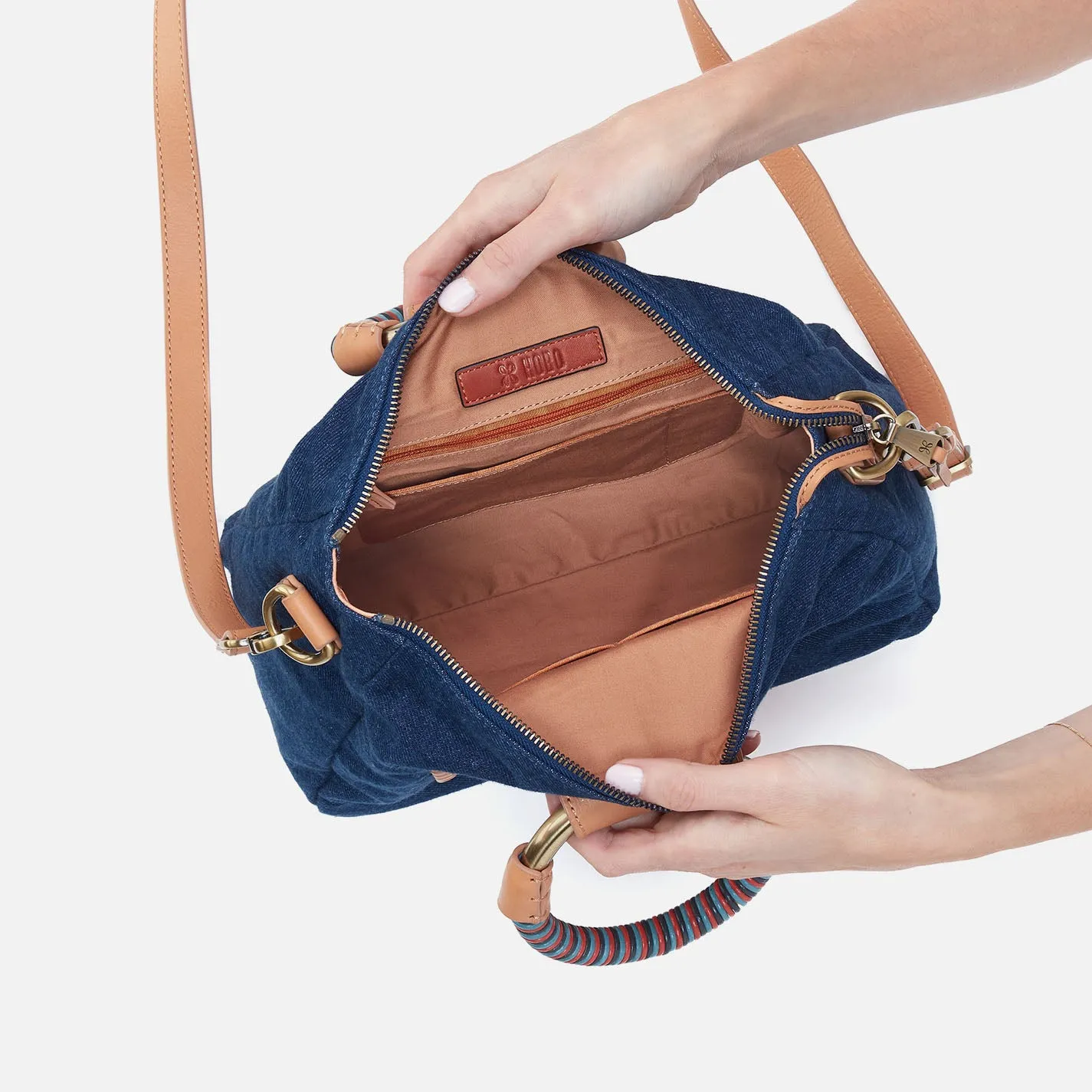 Sheila Medium Satchel In Denim Fabric - Dark Denim sold by HOBO product image thumbnail 4