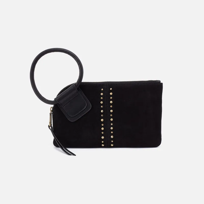 Sable Wristlet In Suede - Black sold by HOBO