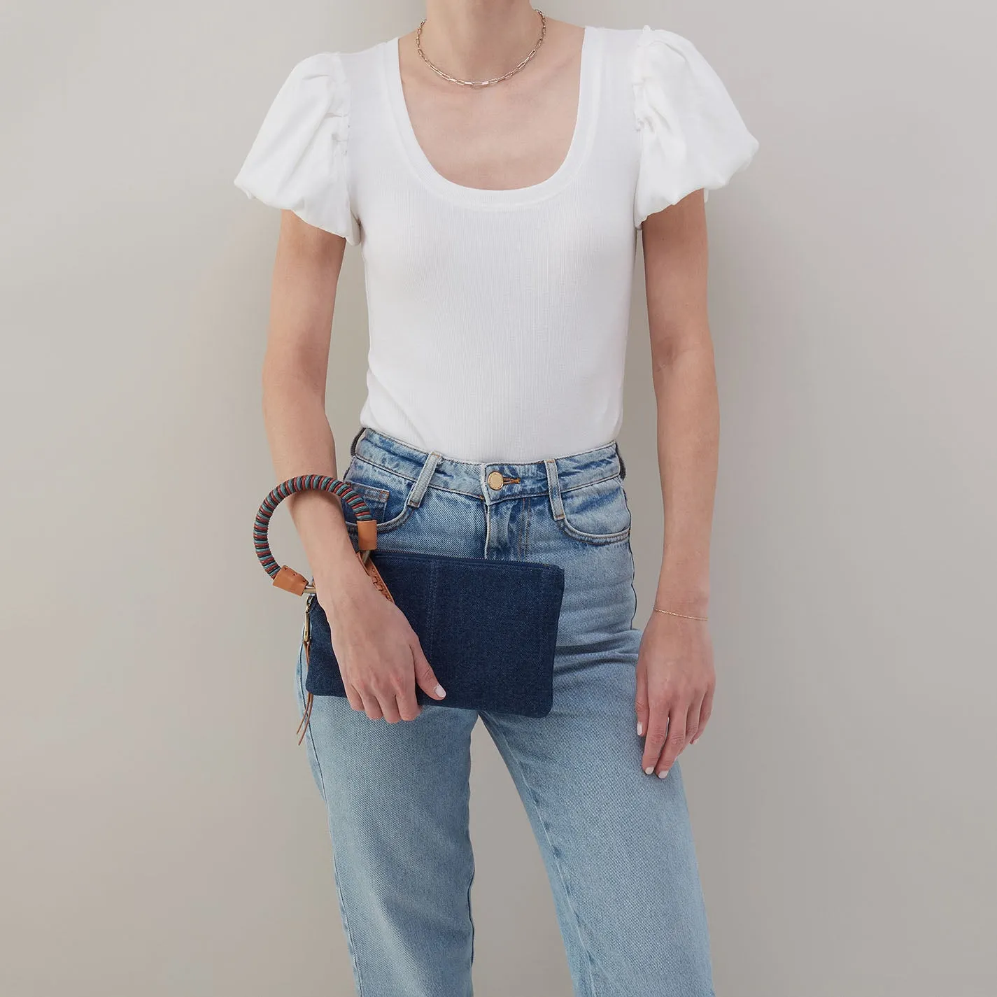 Sable Wristlet In Denim Fabric - Dark Denim sold by HOBO product image thumbnail 2