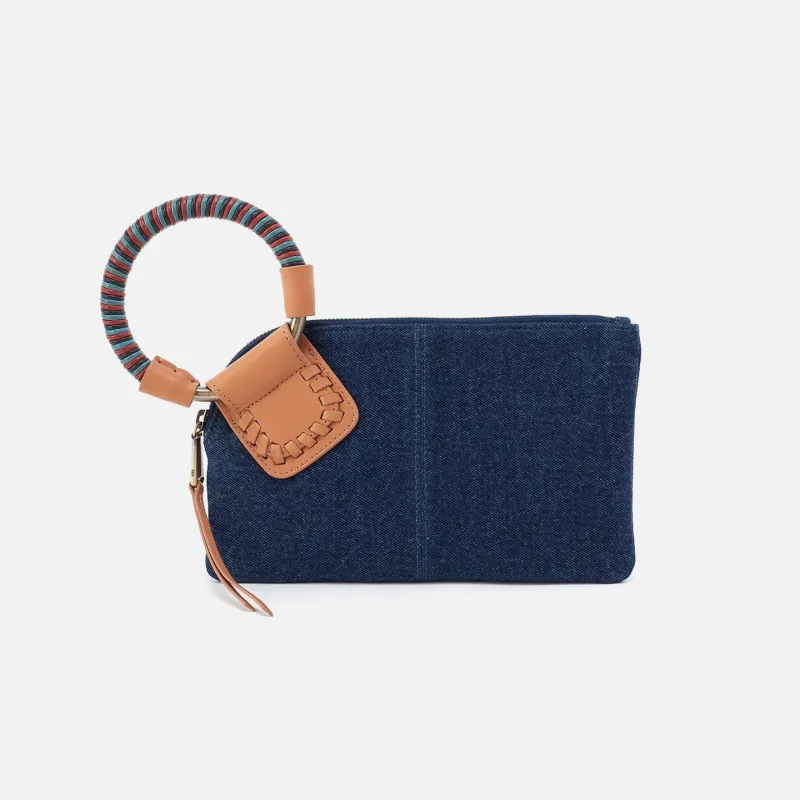 Sable Wristlet In Denim Fabric - Dark Denim sold by HOBO