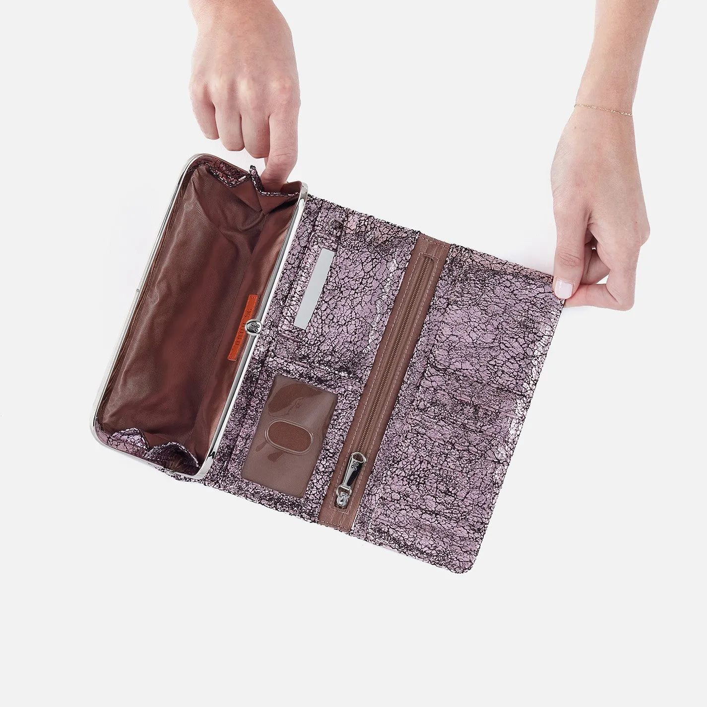Rachel Continental Wallet In Metallic Leather - Blush Crackle sold by HOBO product image thumbnail 3