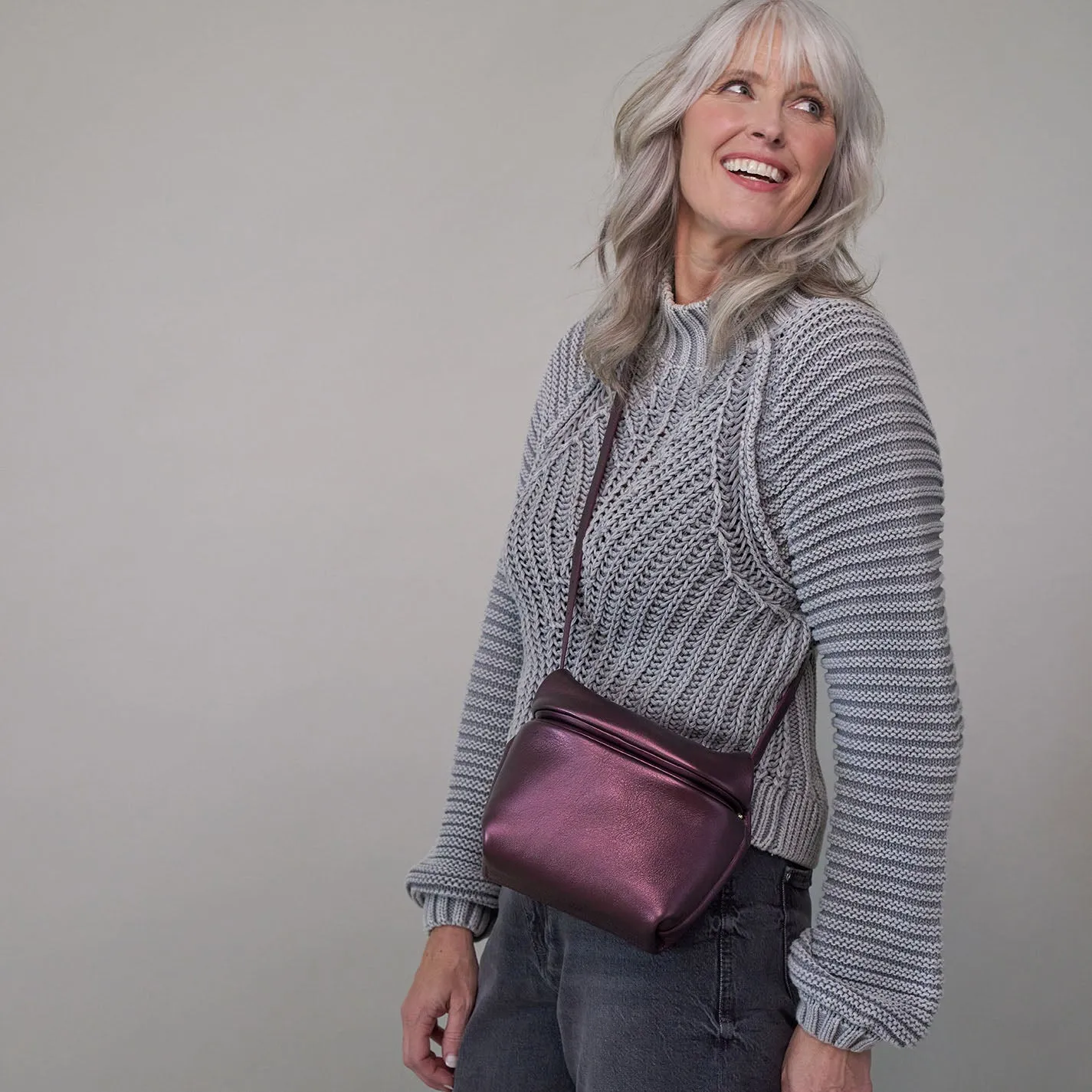 Logan Crossbody In Metallic Leather - Frosted Plum sold by HOBO product image thumbnail 2