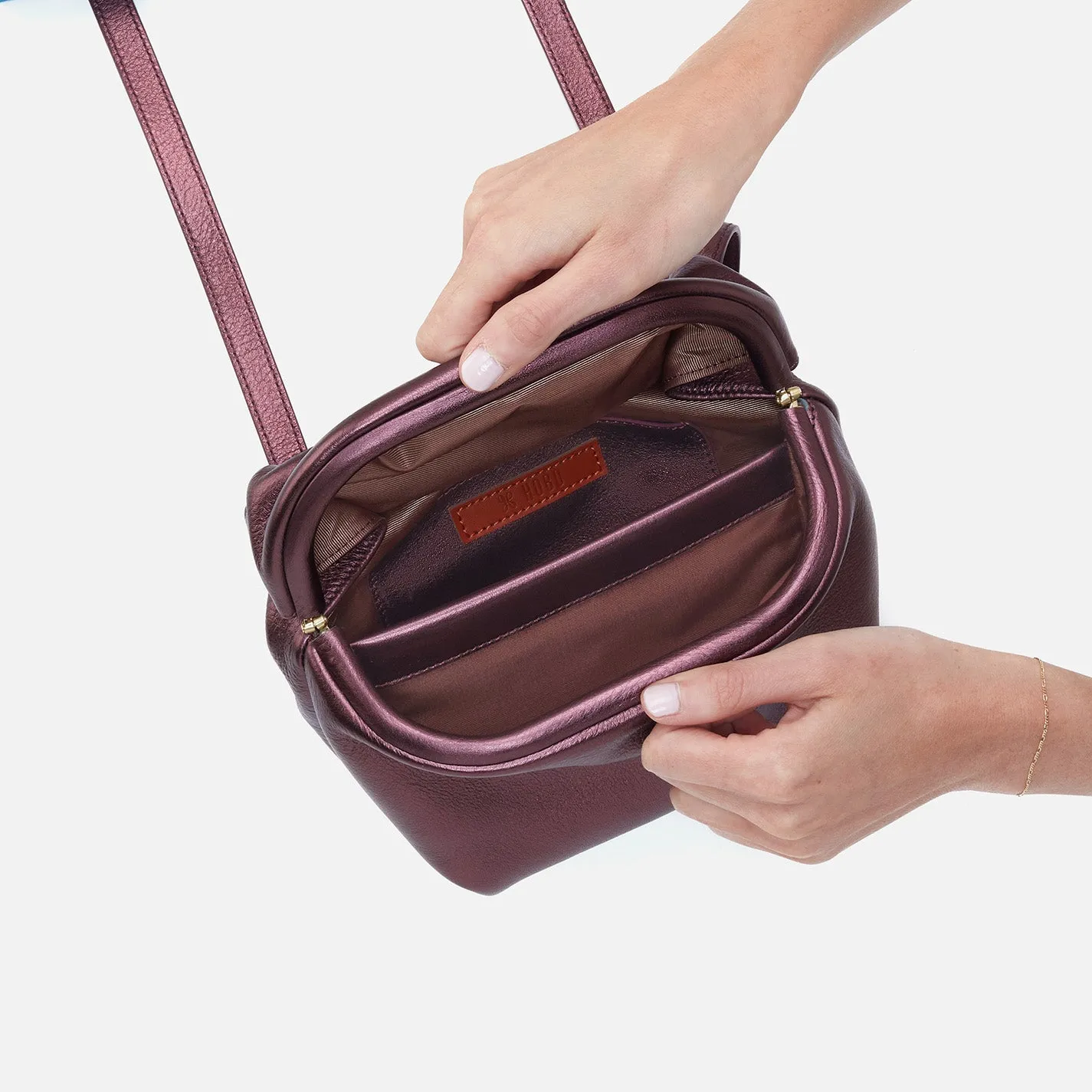 Logan Crossbody In Metallic Leather - Frosted Plum sold by HOBO product image thumbnail 4