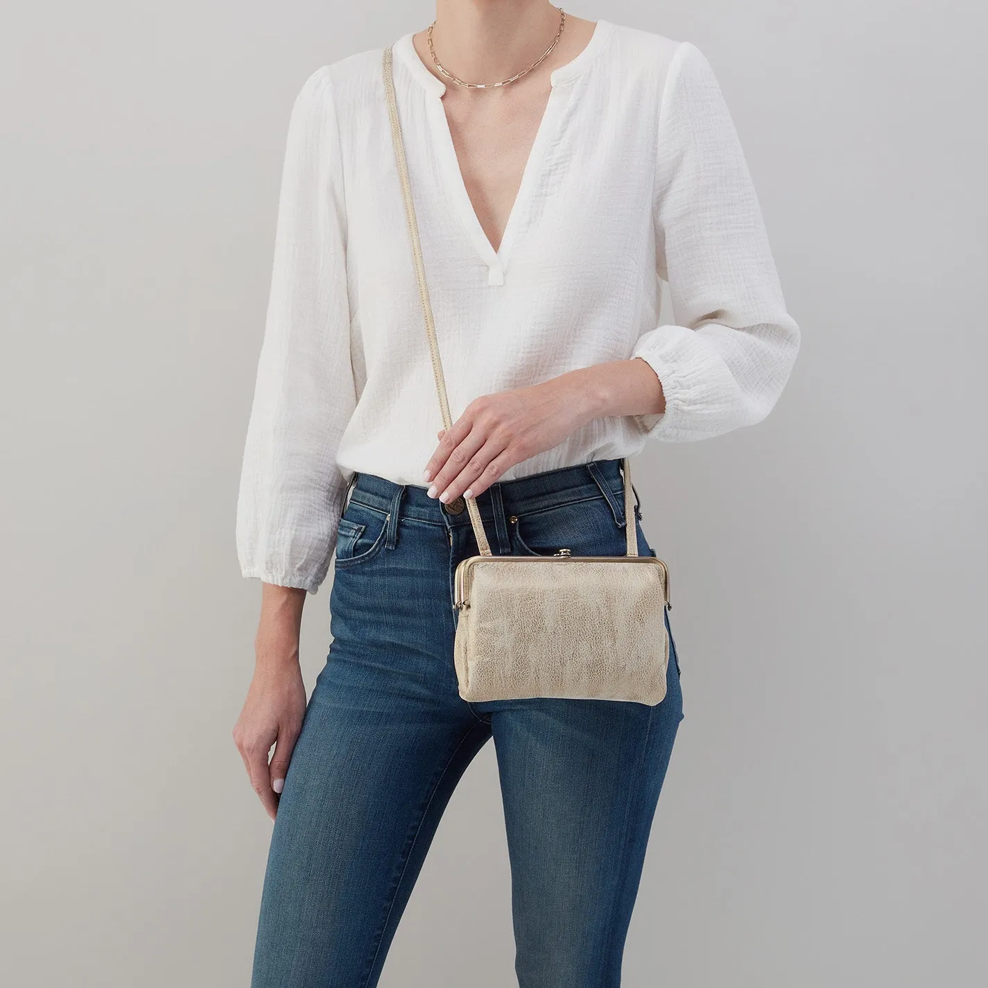 Lauren Crossbody in Metallic Leather - Gold Leaf sold by HOBO product image thumbnail 3