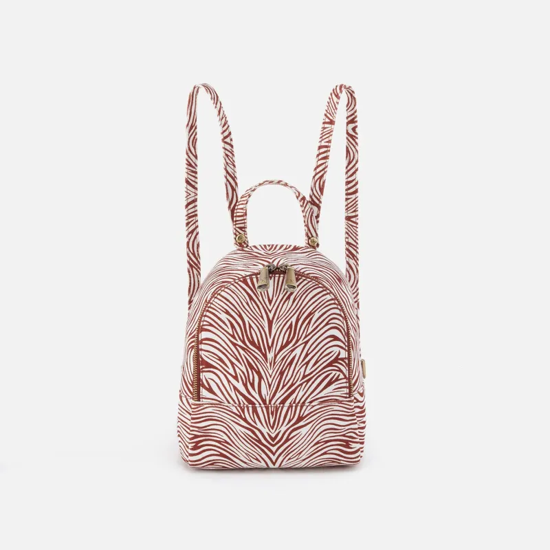 Juno Mini Backpack in Cotton Canvas - Ginger Zebra sold by HOBO