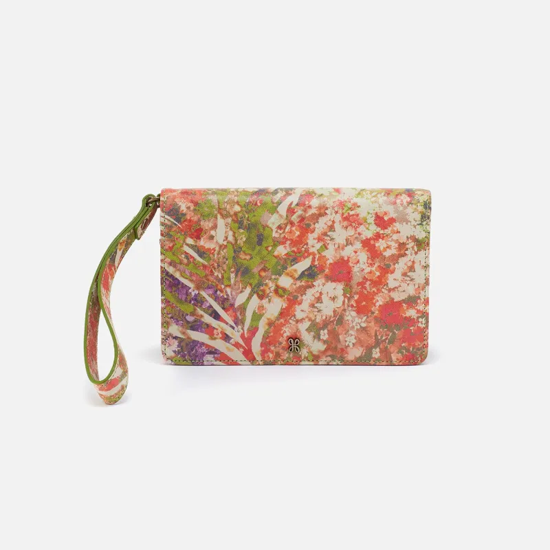 Jill Wristlet in Printed Leather - Tropic Print sold by HOBO