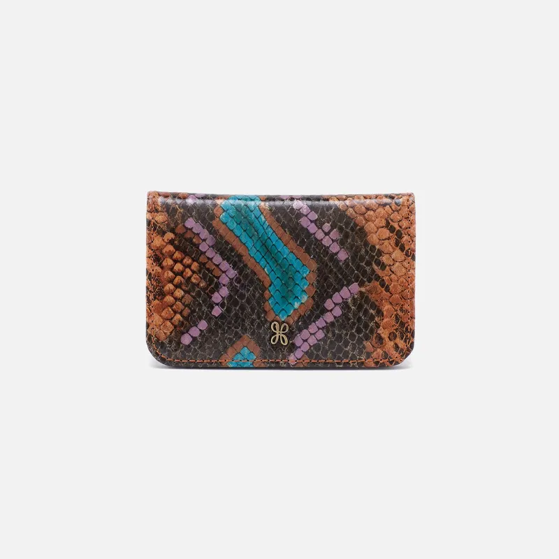 Jill Mini Card Case In Printed Leather - Vivid Snake Print sold by HOBO