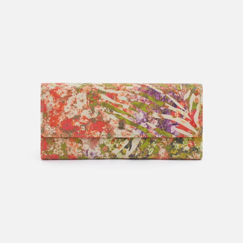 Jill Large Trifold Wallet in Printed Leather - Tropic Print sold by HOBO