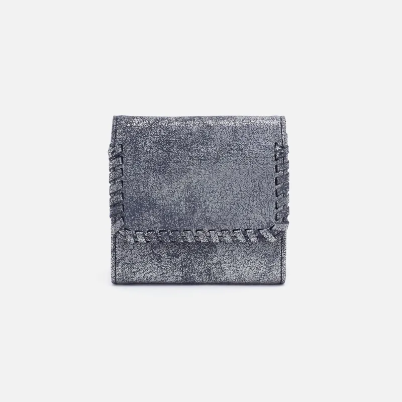 Foray Small Wallet In Metallic Leather - Blue Pewter sold by HOBO