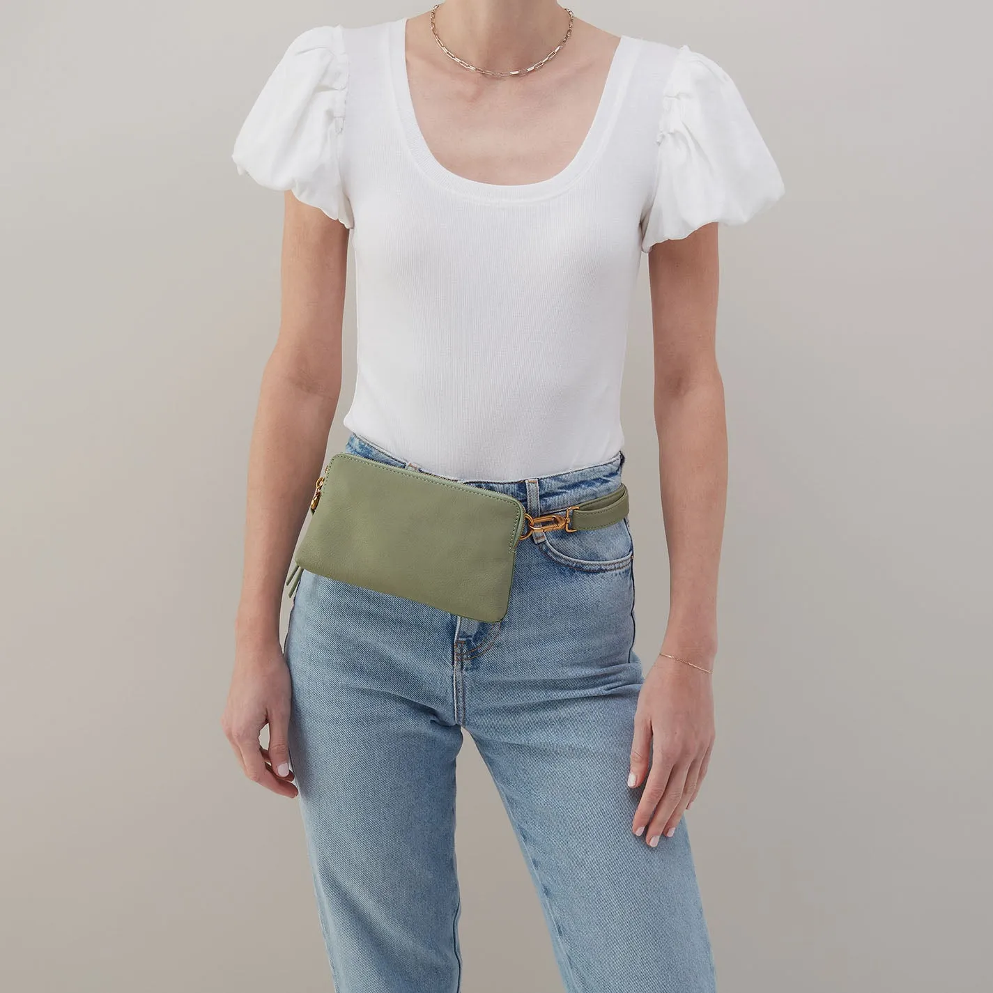 Fern Slim Belt Bag In Pebbled Leather - Watercress sold by HOBO product image thumbnail 4