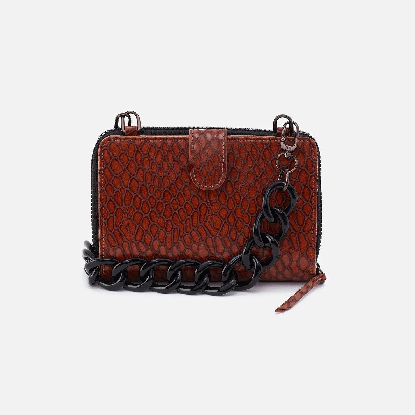 Dixon Zip Shoulder Bag In High Gloss Leather - Tortoise sold by HOBO
