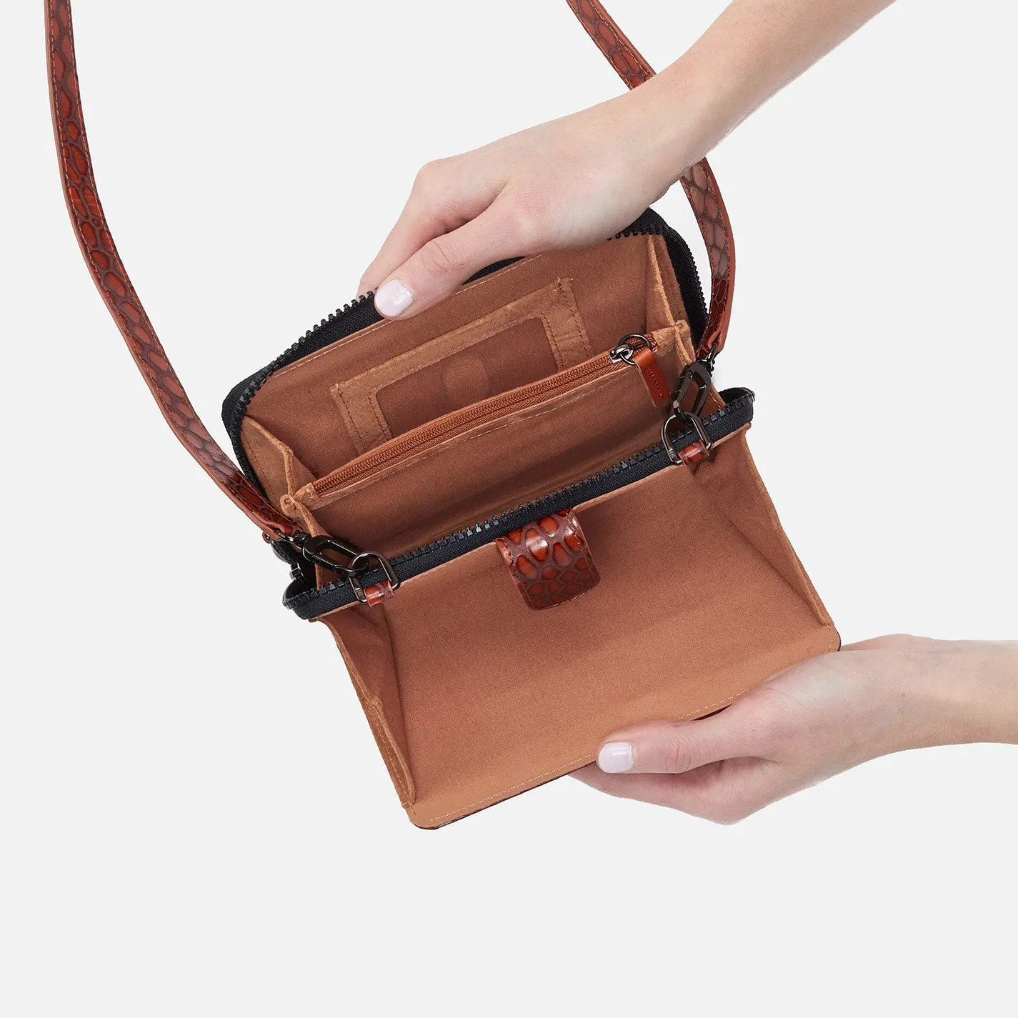 Dixon Zip Shoulder Bag In High Gloss Leather - Tortoise sold by HOBO product image thumbnail 3