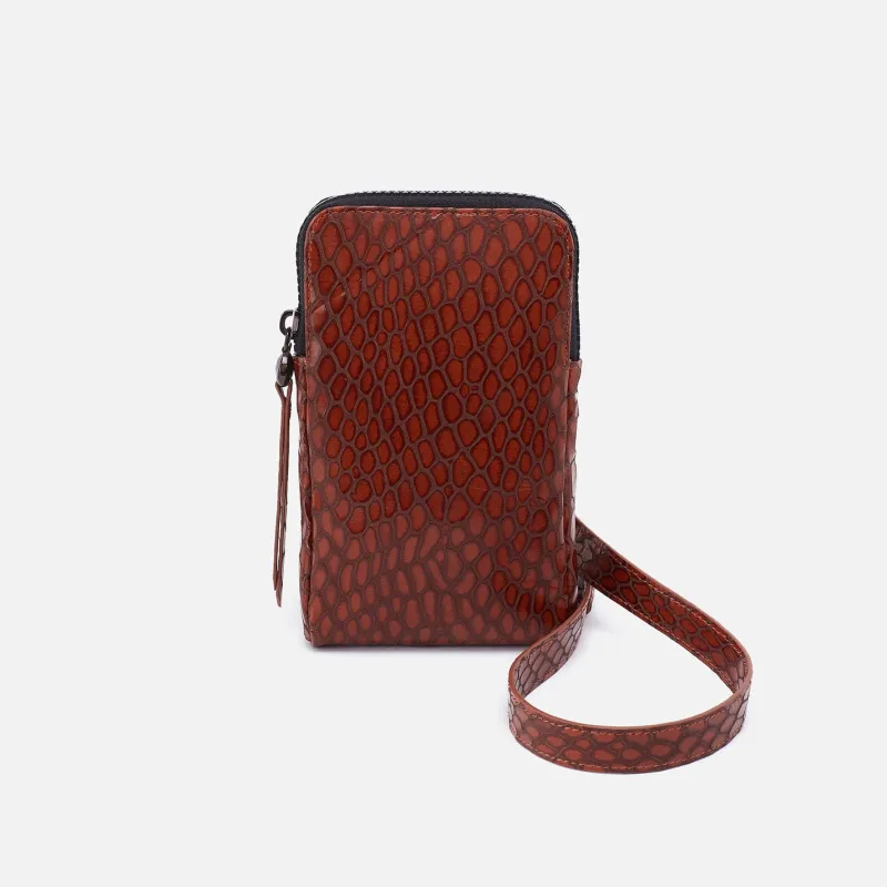 Dixon Phone Sling In High Gloss Leather - Tortoise sold by HOBO