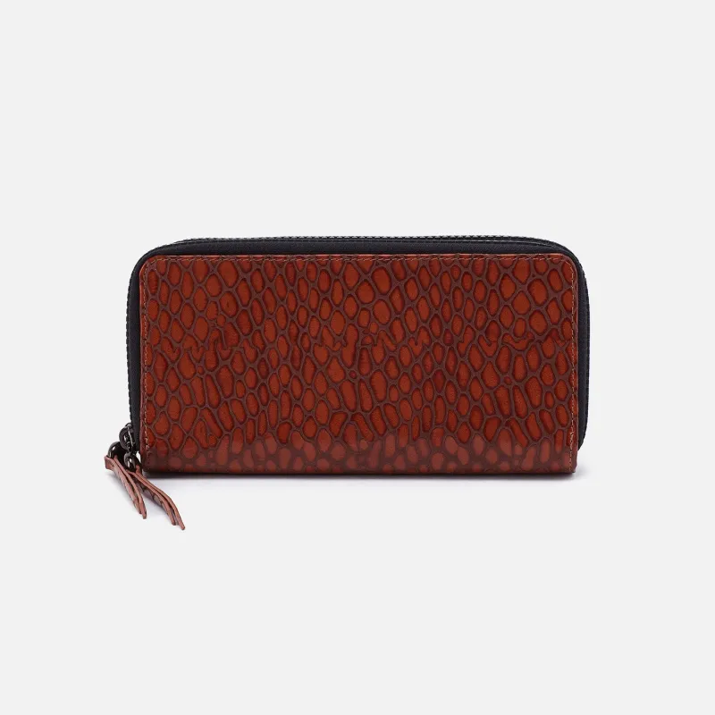 Dixon Large Zip Wallet In High Gloss Leather - Tortoise sold by HOBO
