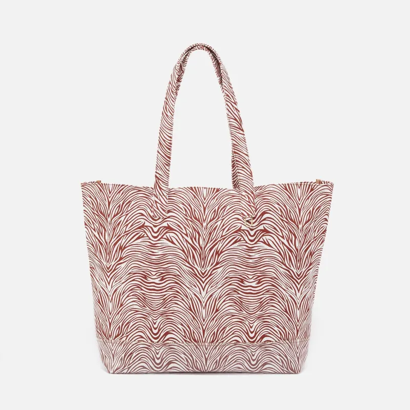 Detour Large Shopper Tote in Cotton Canvas - Ginger Zebra sold by HOBO