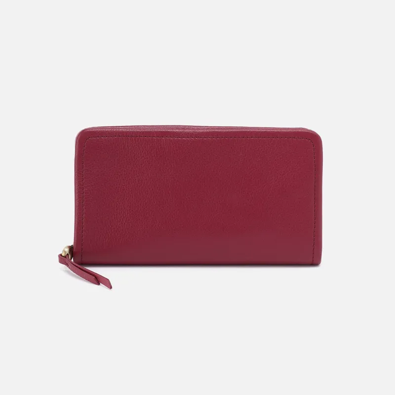 Cass Large Wallet In Pebbled Leather - Wine sold by HOBO