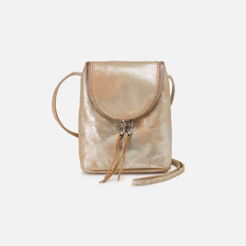 Fern Crossbody In Metallic Leather - Saddle Stardust sold by HOBO