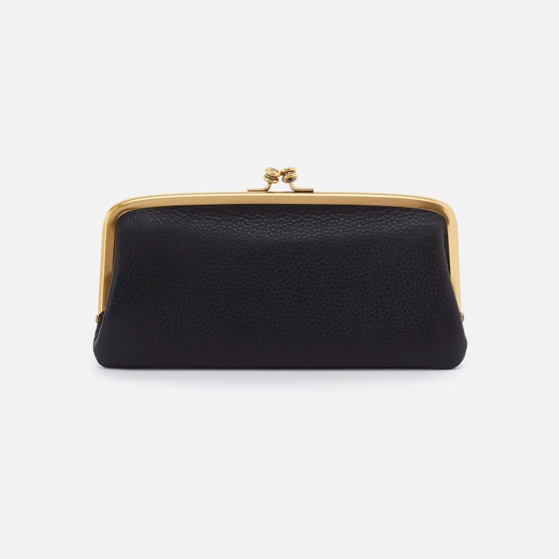 Cora Large Frame Wallet in Pebbled Leather - Black made by HOBO