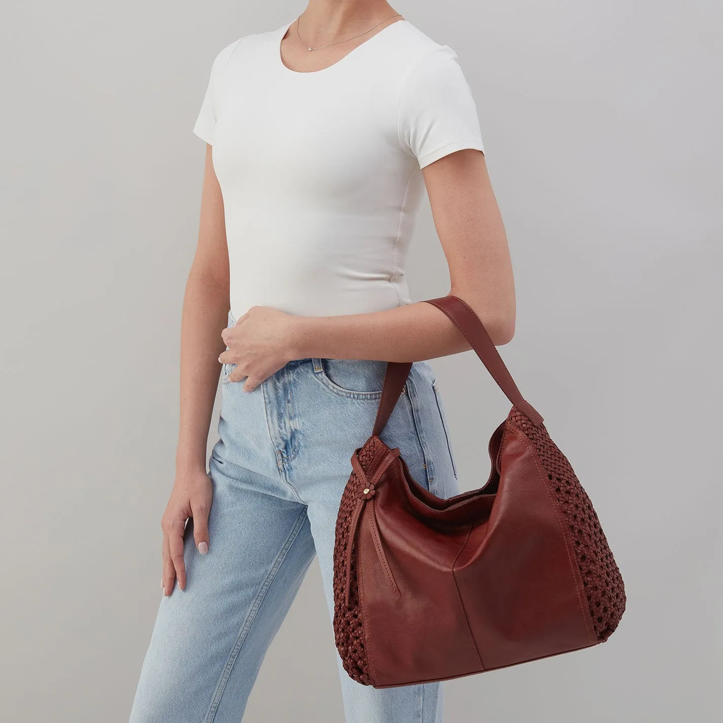 Hazel Hobo In Woven Leather - Chestnut sold by HOBO product image thumbnail 3