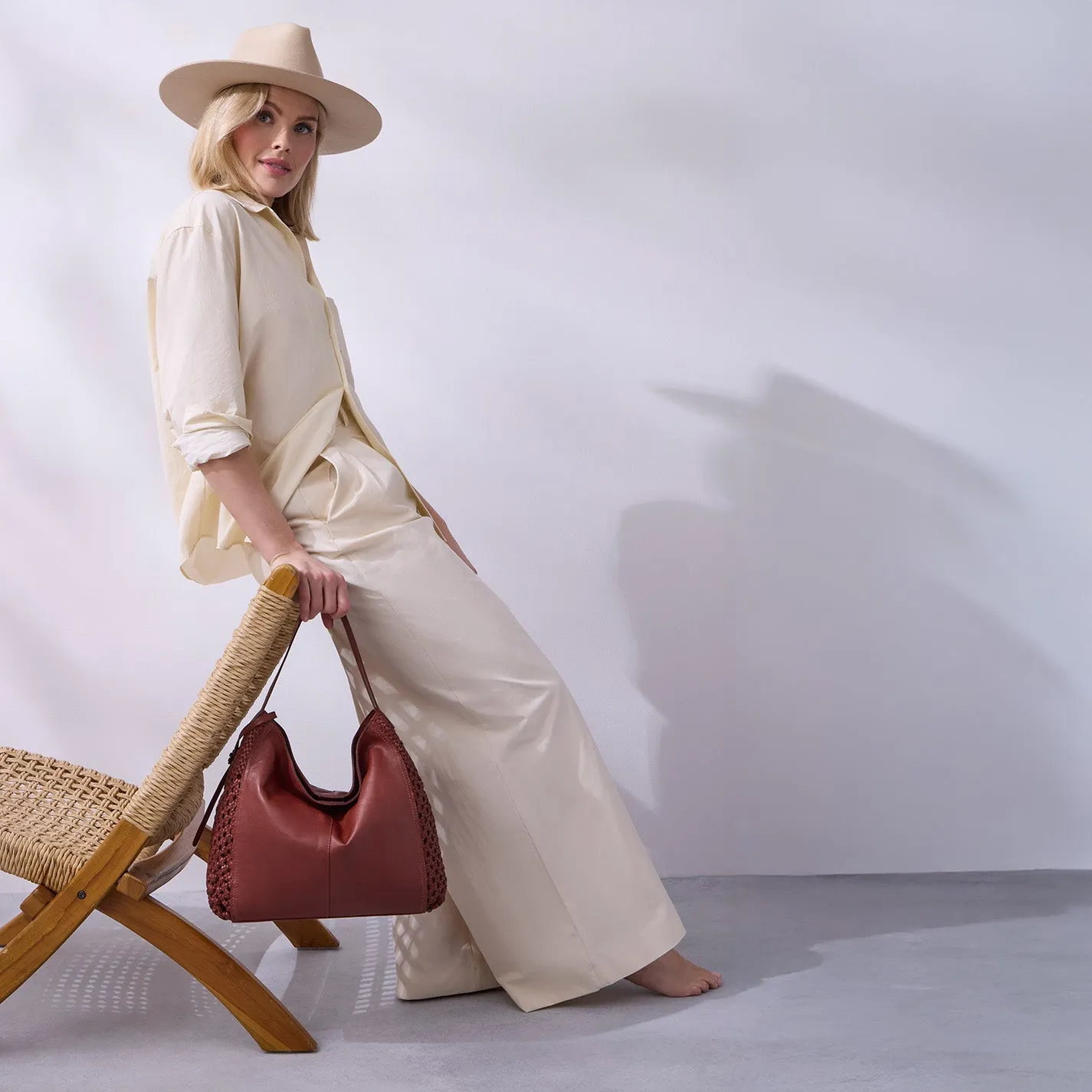 Hazel Hobo In Woven Leather - Chestnut sold by HOBO product image thumbnail 2