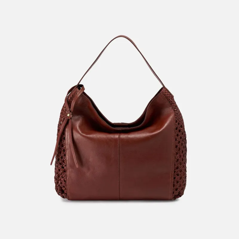 Hazel Hobo In Woven Leather - Chestnut sold by HOBO