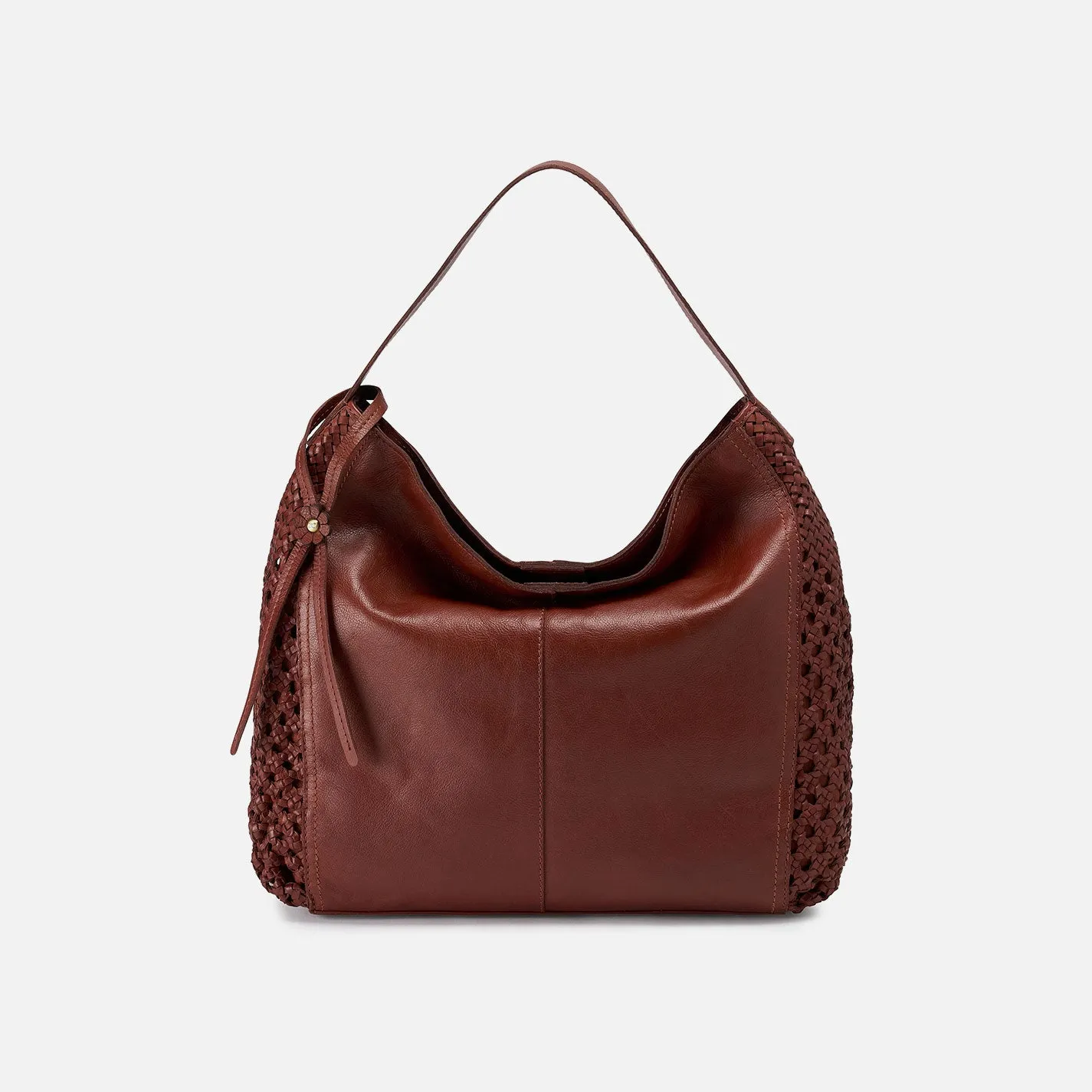 Hazel Hobo In Woven Leather - Chestnut sold by HOBO