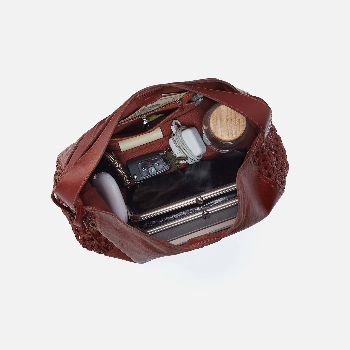 Hazel Hobo In Woven Leather - Chestnut sold by HOBO product image thumbnail 4