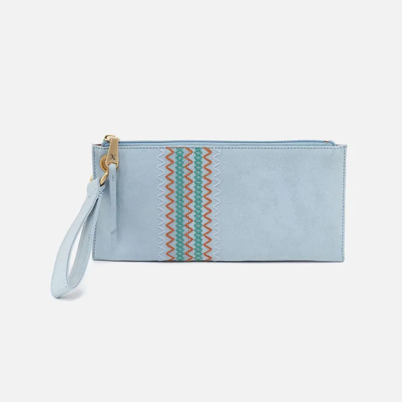 Vida Wristlet In Buffed Leather - Sky sold by HOBO