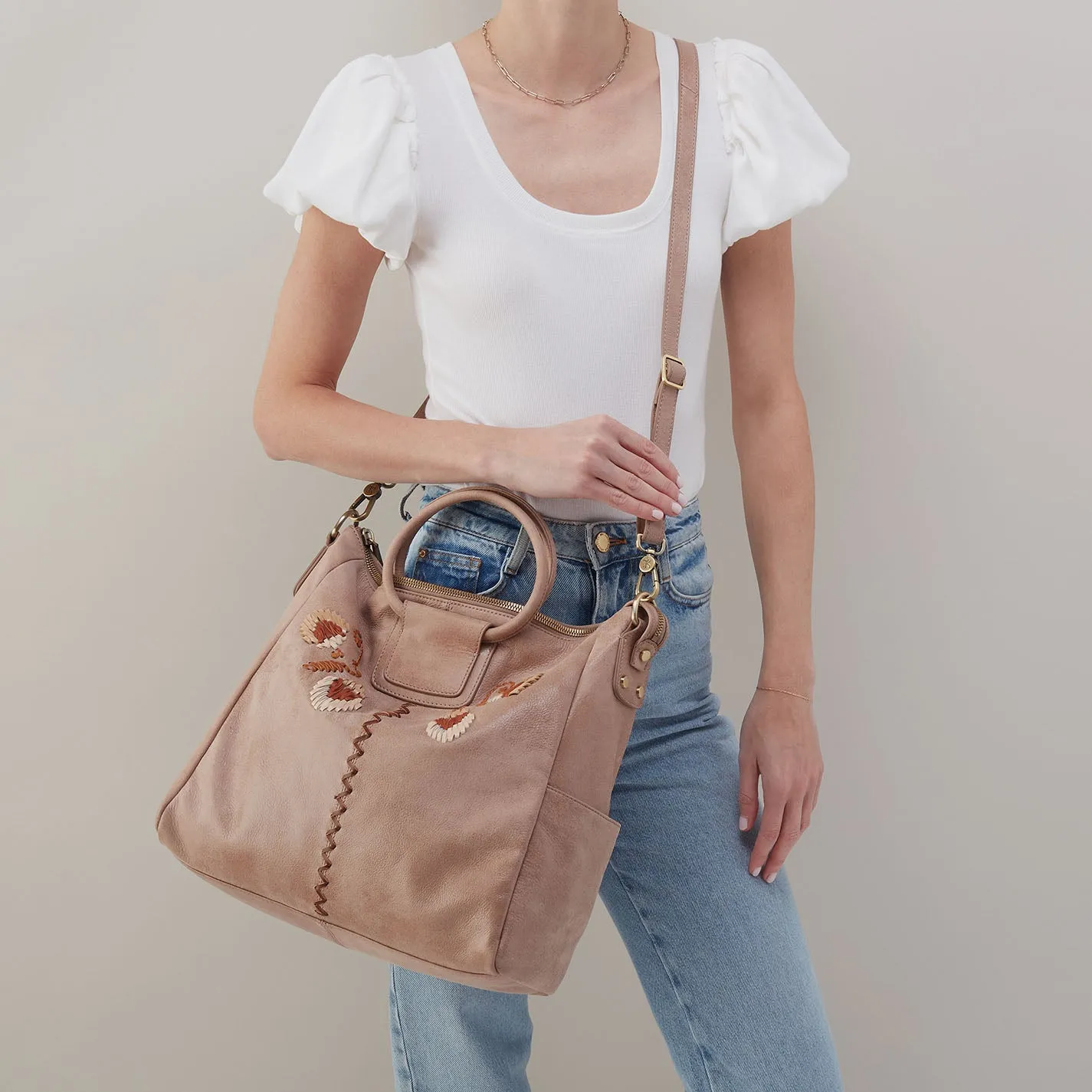 Sheila Large Satchel In Buffed Leather - Hazel sold by HOBO product image thumbnail 2