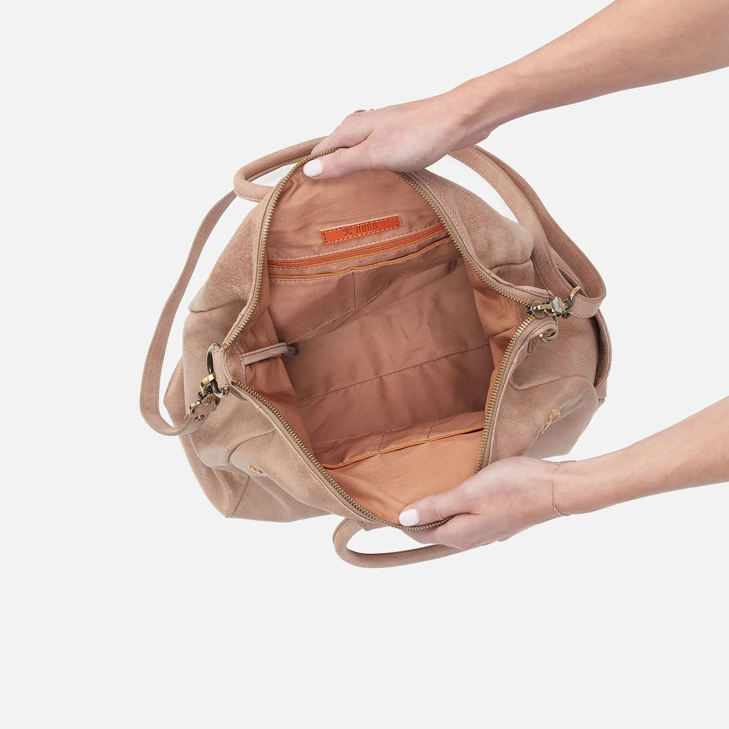 Sheila Large Satchel In Buffed Leather - Hazel sold by HOBO product image thumbnail 3