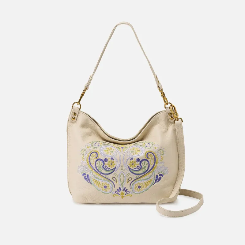 Pier Shoulder Bag In Pebbled Leather - Embroidered Birch sold by HOBO