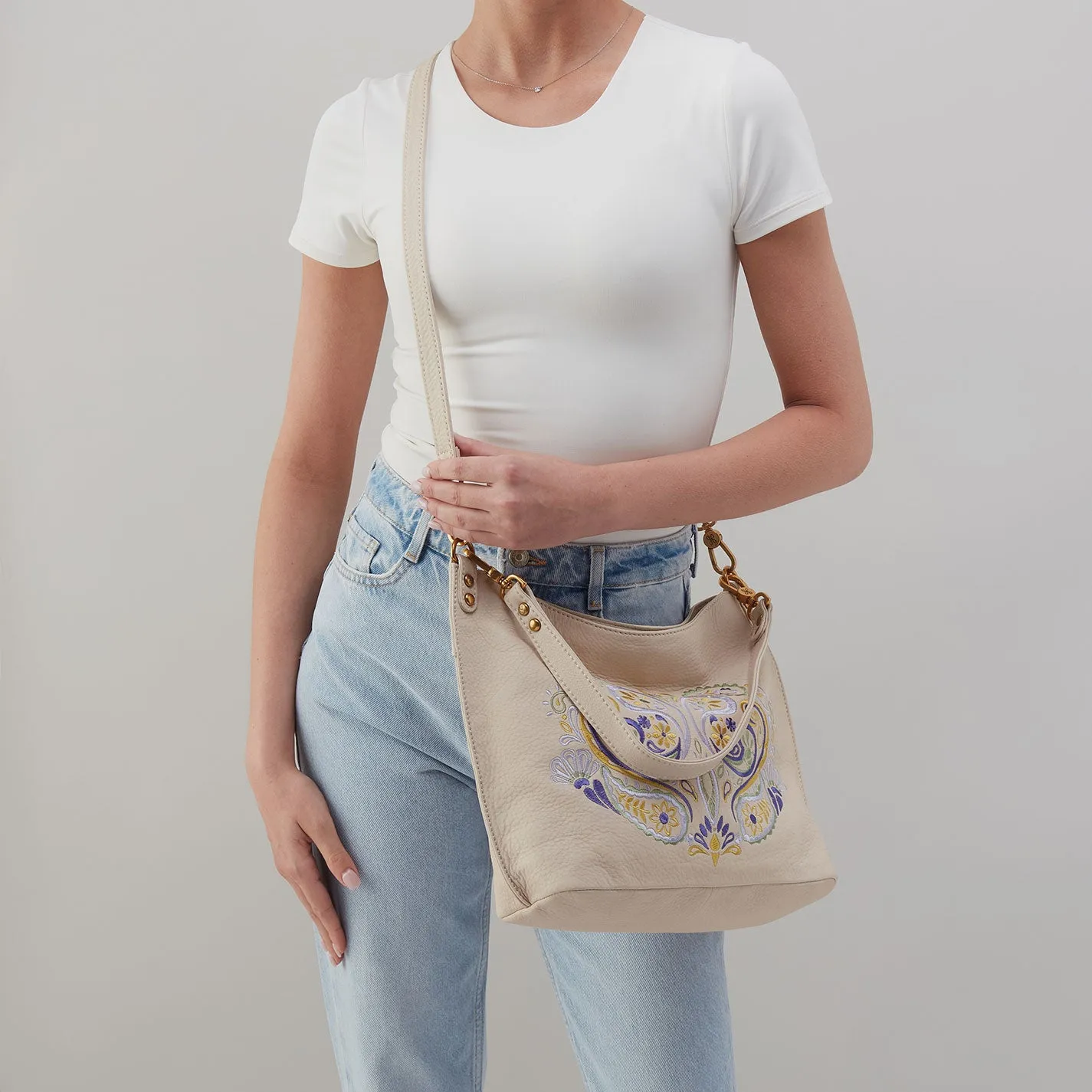 Pier Shoulder Bag In Pebbled Leather - Embroidered Birch sold by HOBO product image thumbnail 2