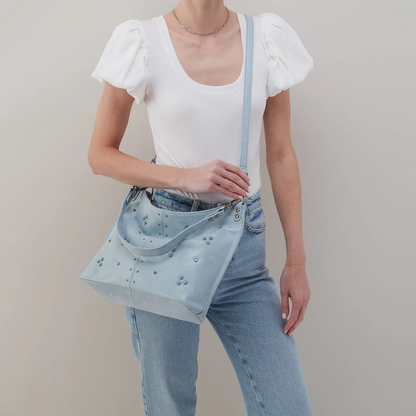 Pier Shoulder Bag In Buffed Leather - Sky sold by HOBO product image thumbnail 3