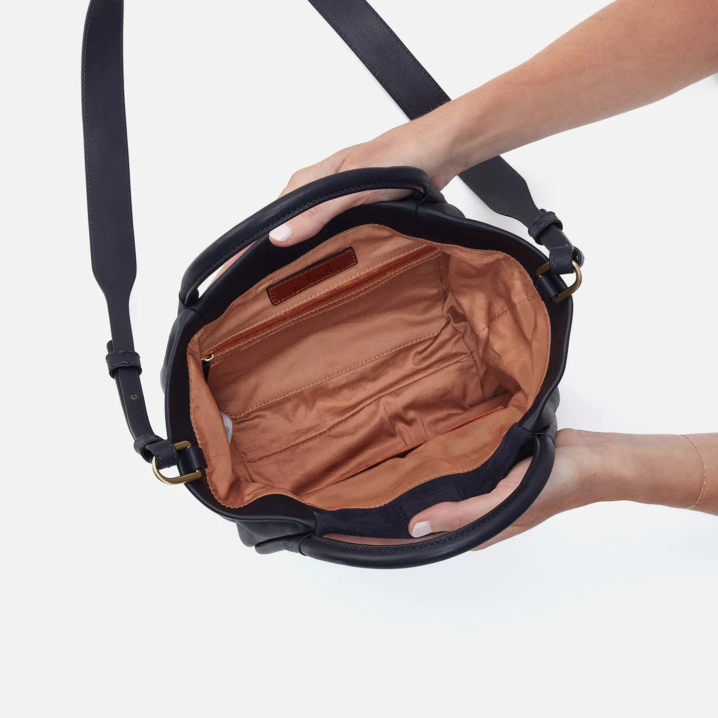 Margot Satchel In Smooth Leather - Navy sold by HOBO product image thumbnail 4