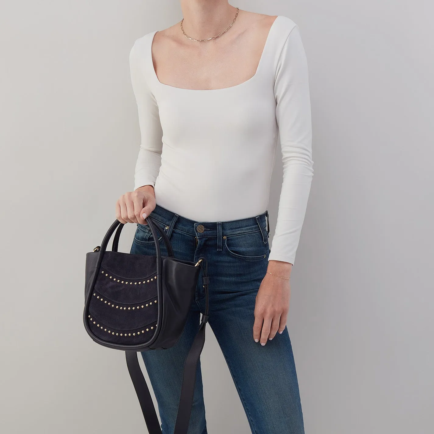 Margot Satchel In Smooth Leather - Navy sold by HOBO product image thumbnail 5