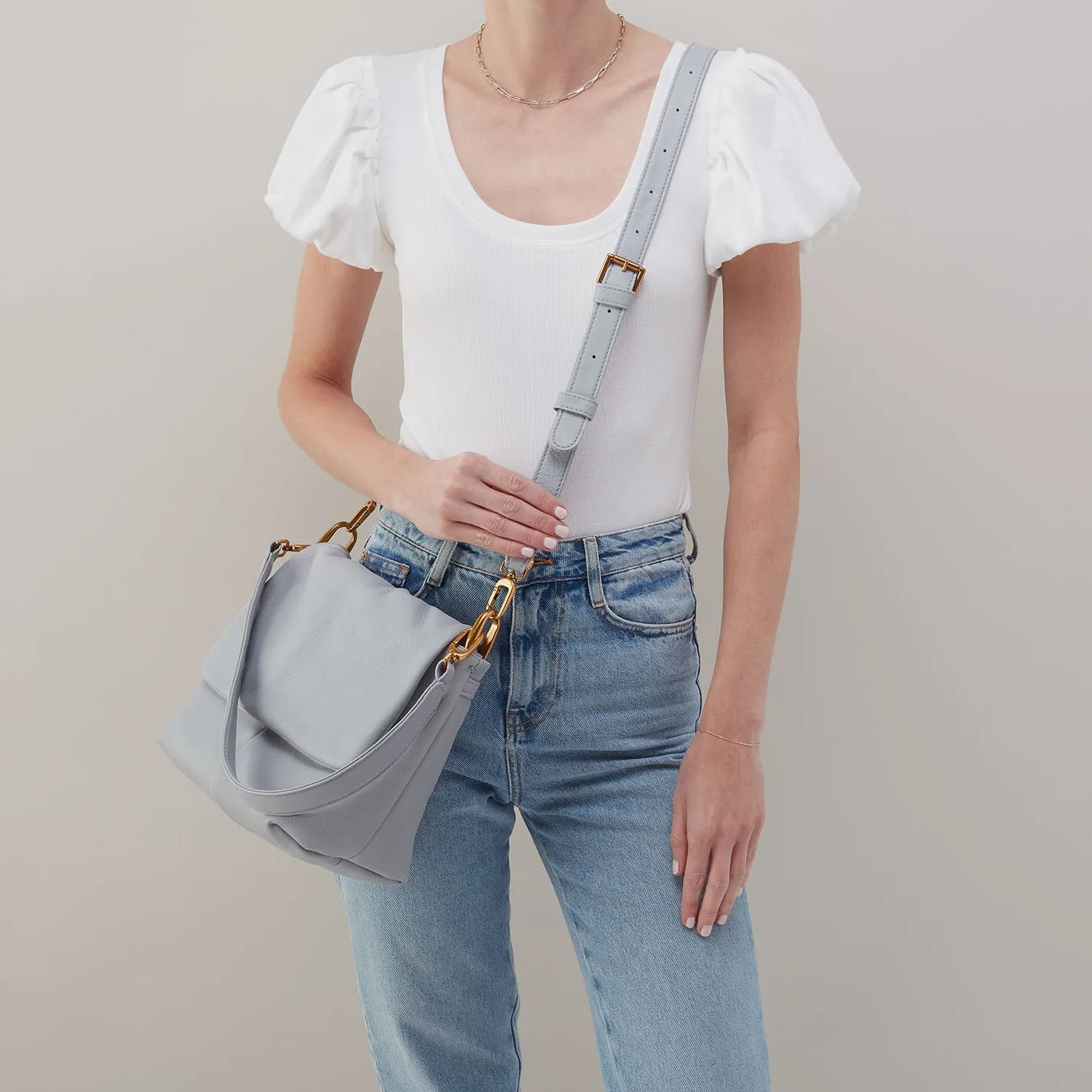 Harley Convertible Shoulder Bag In Pebbled Leather - Blue Pearl sold by HOBO product image thumbnail 2