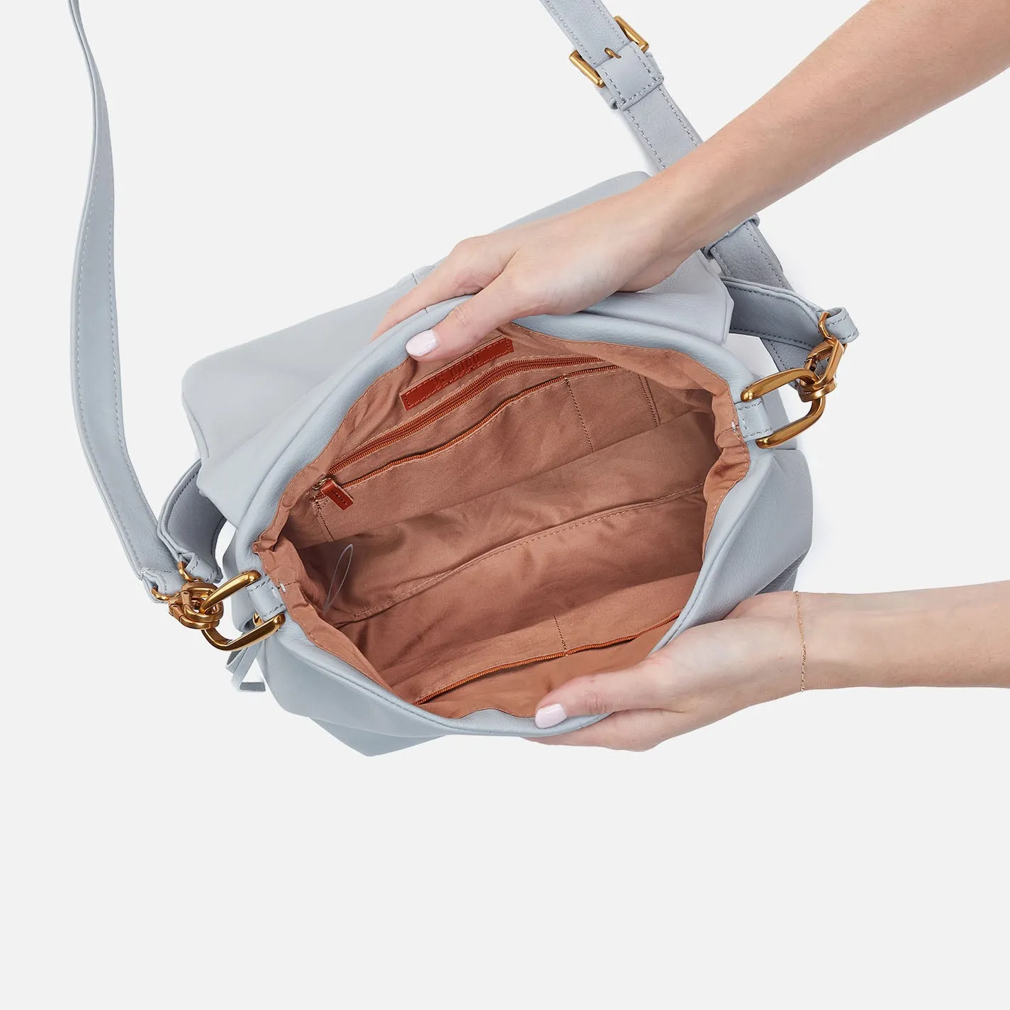 Harley Convertible Shoulder Bag In Pebbled Leather - Blue Pearl sold by HOBO product image thumbnail 3