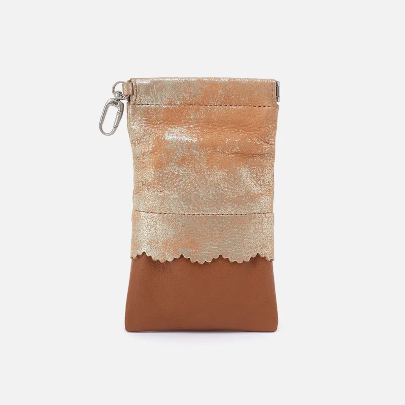 Facile Eyeglass Case In Metallic Leather - Saddle Stardust sold by HOBO