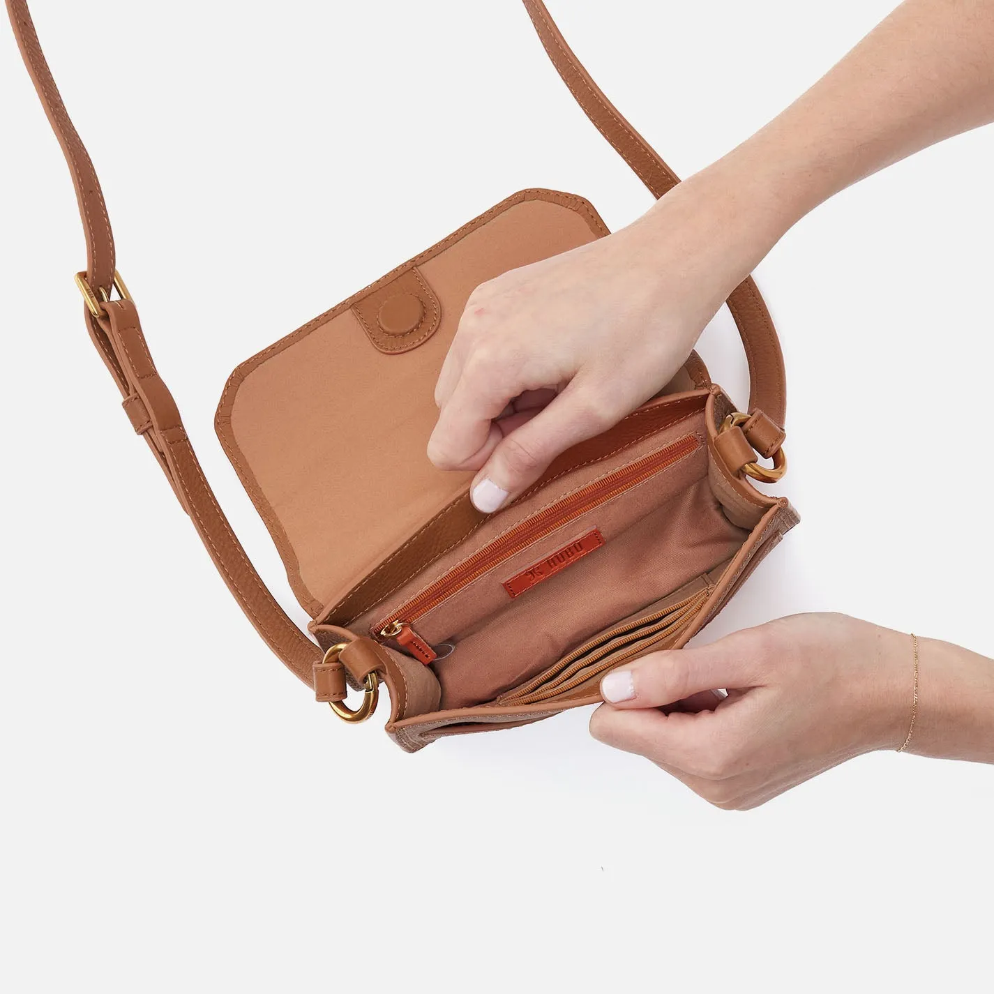 Eden Small Crossbody In Pebbled Leather - Warm Honey sold by HOBO product image thumbnail 3