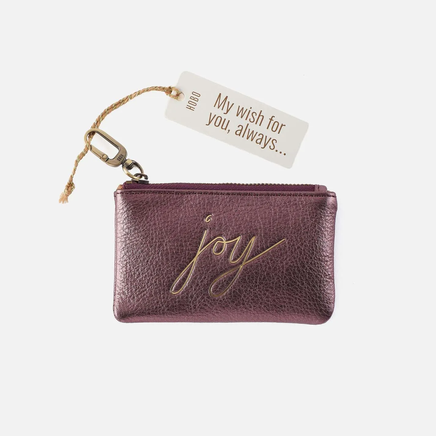 Sentiment Pouch in Metallic Leather - Frosted Plum sold by HOBO