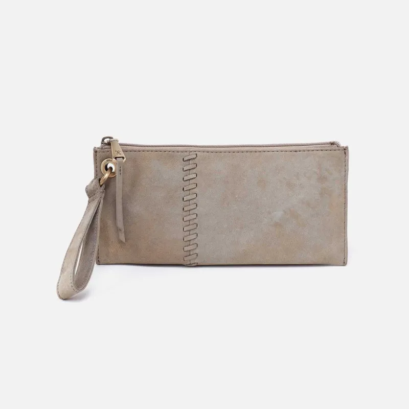 Vida Wristlet in Nubuck Leather - Golden Granite sold by HOBO