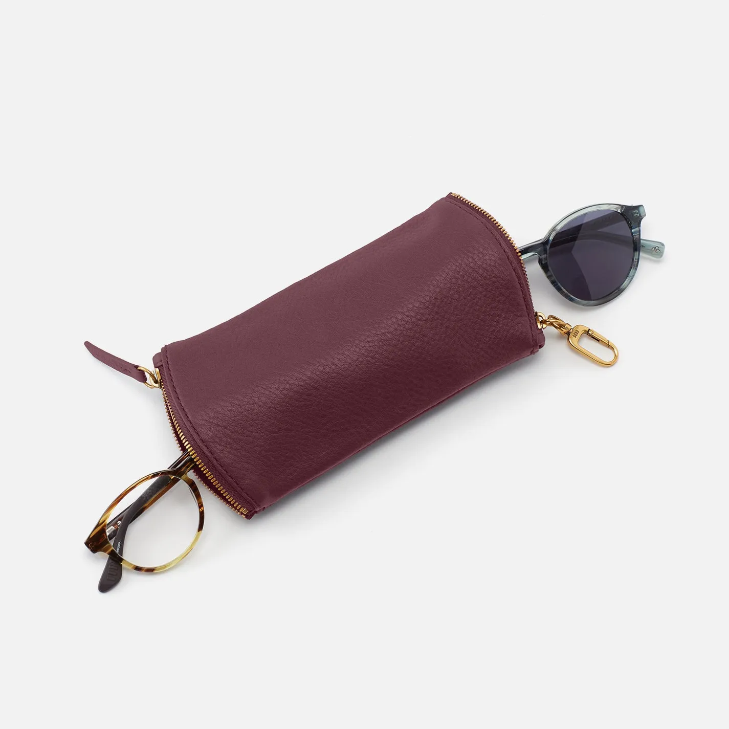 Spark Double Eyeglass Case in Pebbled Leather - Mulberry Glaze sold by HOBO product image thumbnail 2