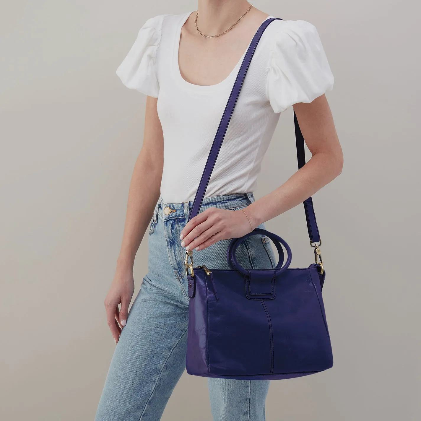 Sheila Medium Satchel in Polished Leather - Winter Violet sold by HOBO product image thumbnail 3