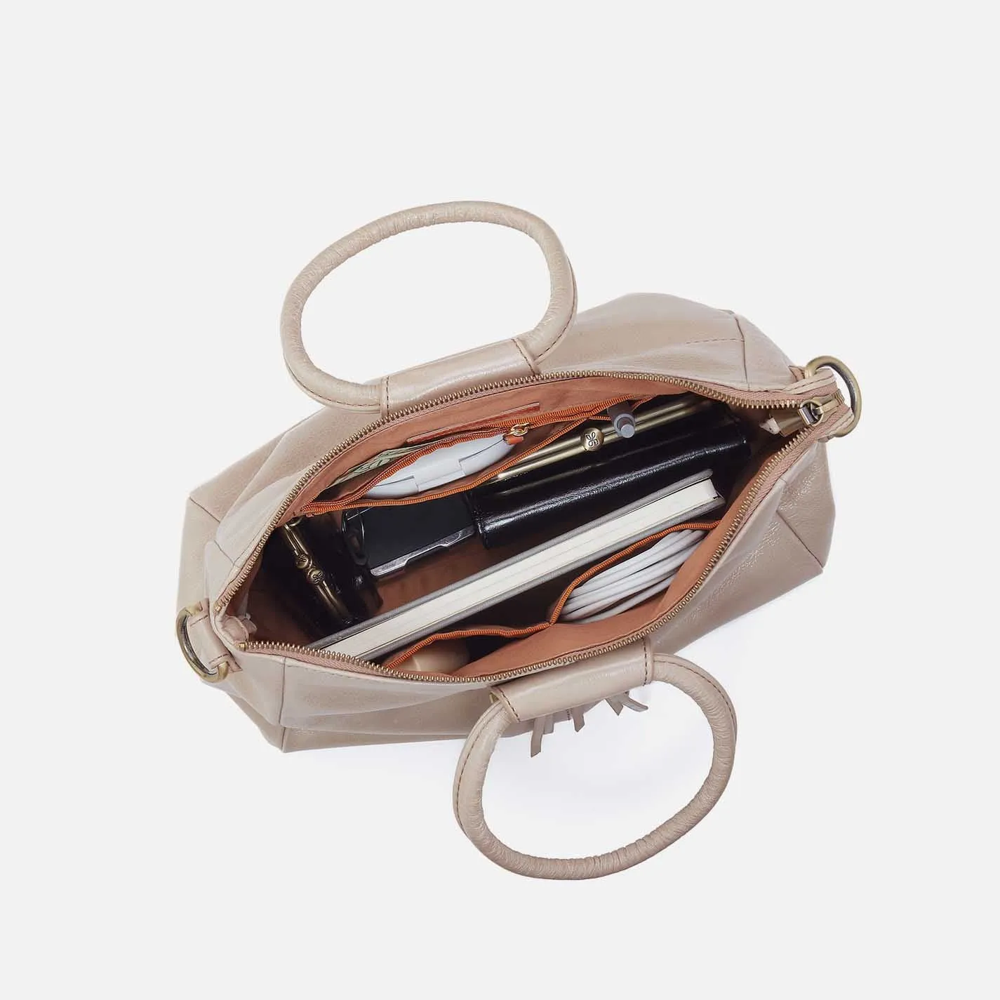 Sheila Medium Satchel in Aniline Gloss Leather - Stone Gloss sold by HOBO product image thumbnail 4