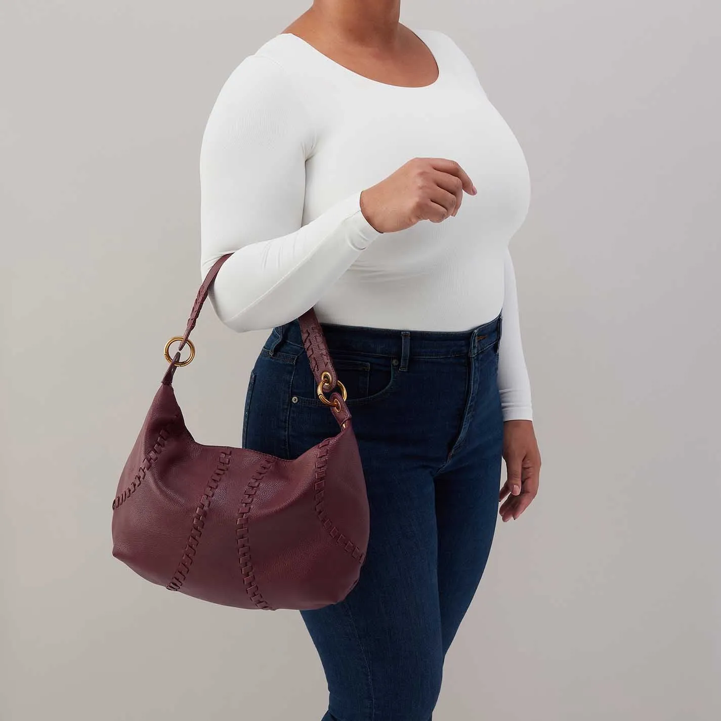 Opal Shoulder in Pebbled Leather - Mulberry Glaze sold by HOBO product image thumbnail 3