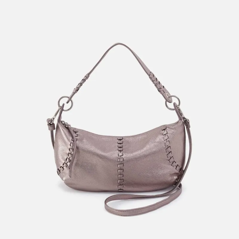 Opal Mini Shoulder in Metallic Leather - Pewter Spur made by HOBO