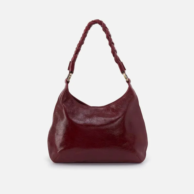 Madison Shoulder in Aniline Gloss Leather - Garnet Gloss sold by HOBO