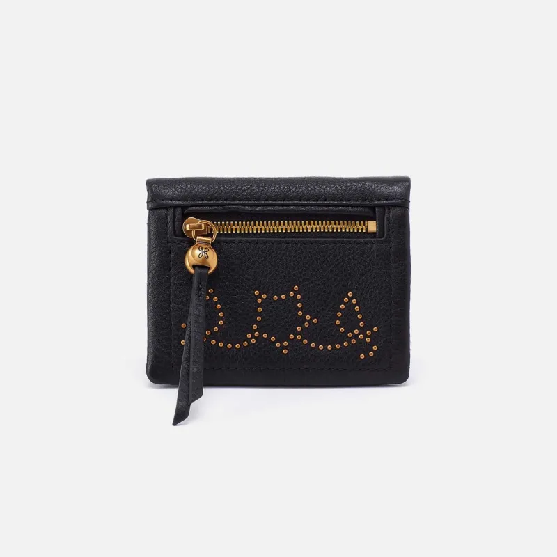 Lumen Mini Wallet in Pebbled Leather - Black With Studs sold by HOBO