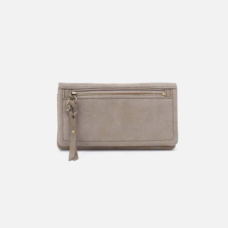 Lumen Continental Wallet in Nubuck Leather - Golden Granite sold by HOBO